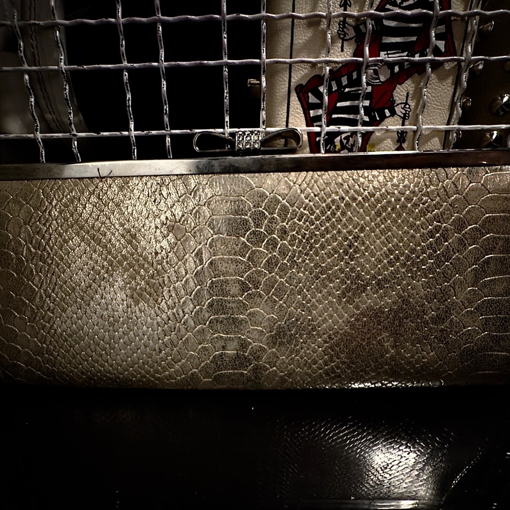 INC International Concepts Gold and Silver Metallic Clutch